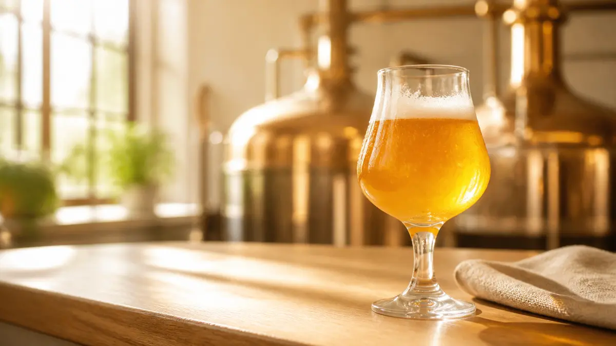 Een blond bier in een tulpglas